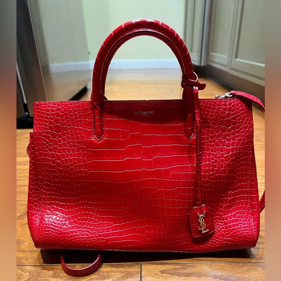 Yves Saint Laurent, Embossed Small Rive Gauche Cabas Tote - Picture 1 of 7